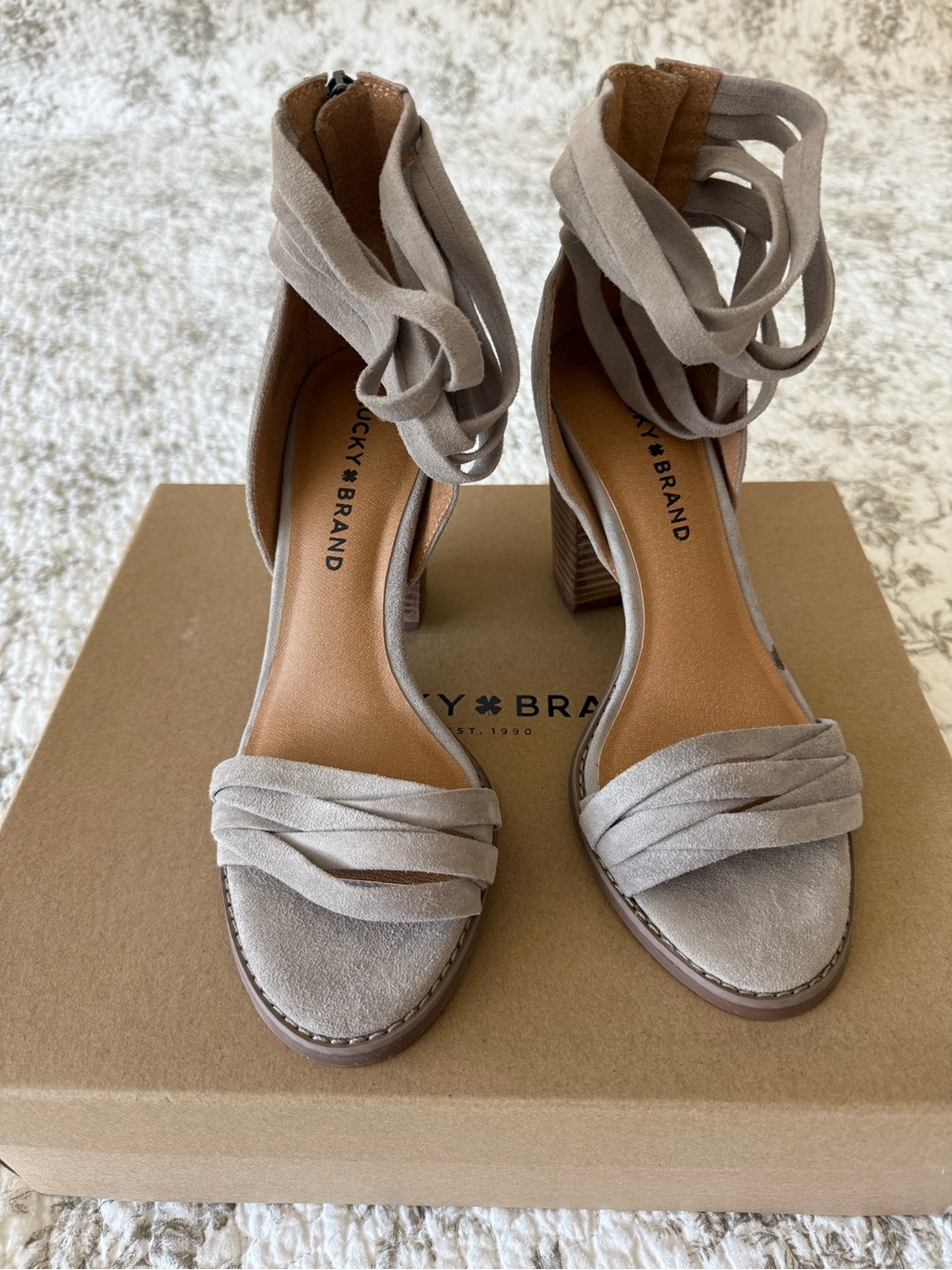 Lucky Brand Taupe Suede Lakisha Heel
